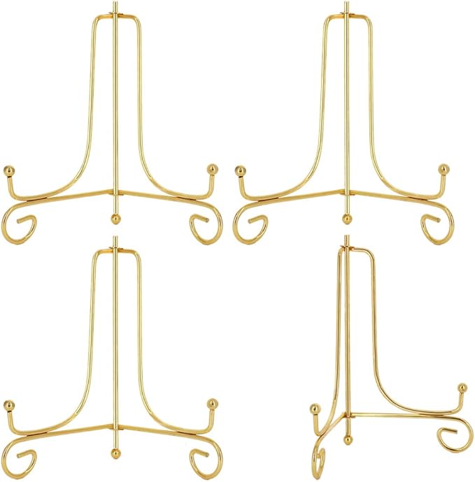 LIONWEI LIONWELI 6 Inch Gold Iron Plate Stand Holder Easel Display Stand for Plate?Picture?Photo and More,4 pcs.