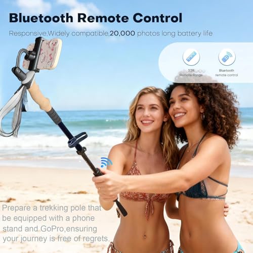 QIYUANCHUANG Collapsible/Foldable Camera & Phone Mount Ready Trekking Poles - Ultra-Portable for Travel & Hiking, Lightwei...