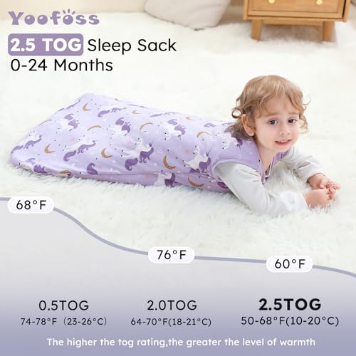 Yoofoss Baby Sleep Sack 6-12 Months, TOG 2.5 Baby Wearable Blanket with 2-Way Zipper, 100% Organic Cotton Fabric Winter Ne...