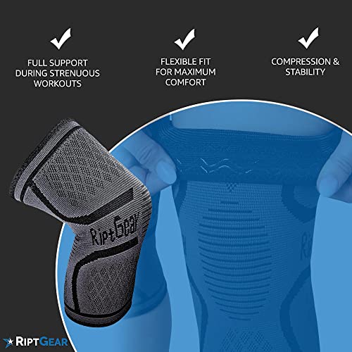 RiptGear Knee Compression Sleeve - Braces for Knee Pain - Compression for Arthritis, Meniscus Tear, Running, Walking - Sup...