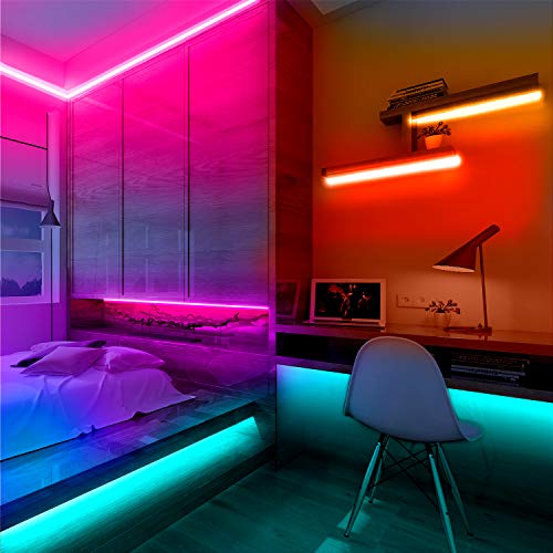 DAYBETTER Led Lights Color Changing Led Strip Lights with Remote Controller 60 ft, 2 Rolls of 30 ft Led Lighting for Bedro...