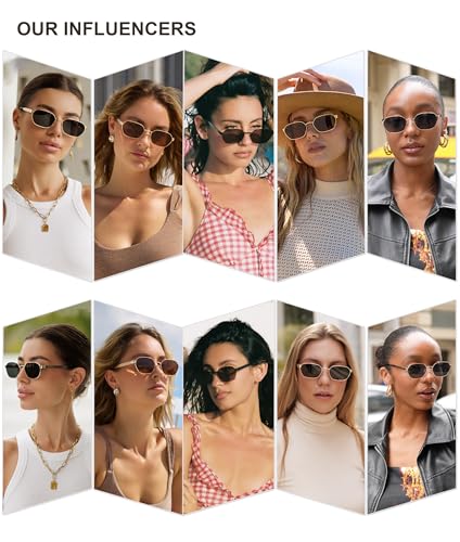 SOJOS Trendy Polarized Hexagon Sunglasses for Women Men, UV400 Retro Rectangle Shades SJ1238