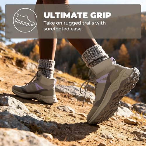 NORTIV 8 Women's Hiking Boots Waterproof Lightweight Outdoor Trekking Comfortable Non-Slip Backpacking Camping Ankle Boot ...