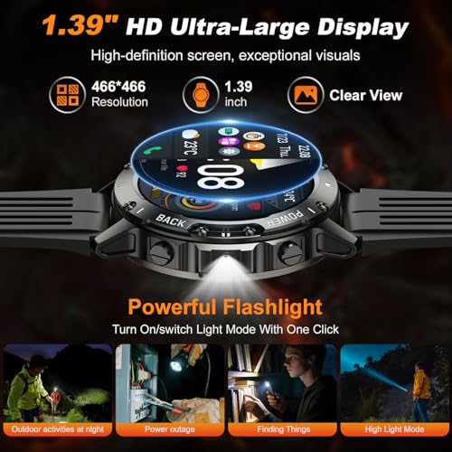 zhizhi Smart Watch for Men Fitness Tracker: Smart Watches for Android Phones iPhone Bluetooth Waterproof Make Answer Call ...
