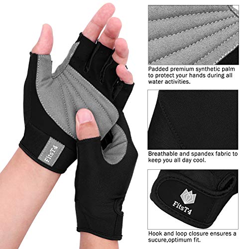 FitsT4 Sports Half Finger Padded Palm Gloves for Diving, Sailing, Jet Skiing, Stand-UP Boarding, Kayaking and Water Skiin...