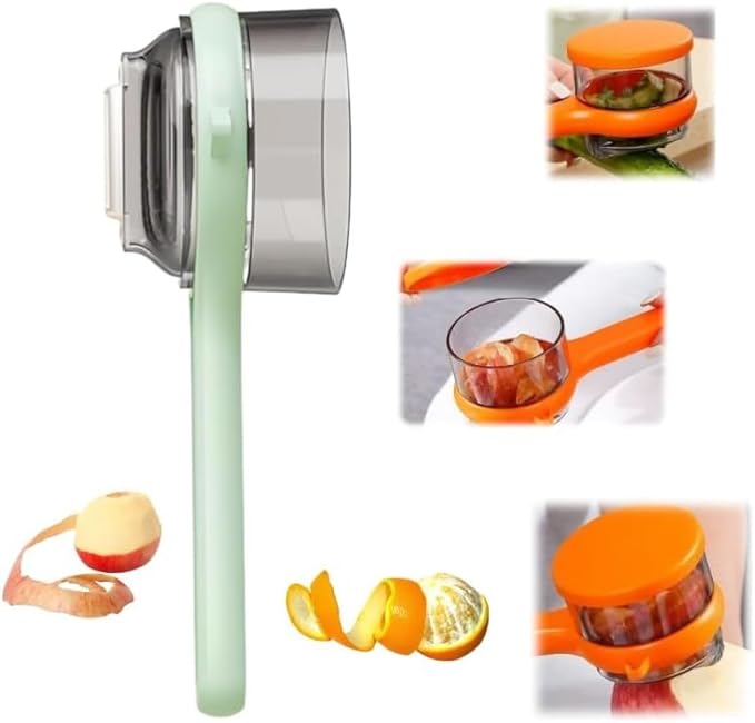 Fruit and Vegetable Peeler with Storage Box,Peeler with Container, Vegetable Peeler with Catcher, Easy to Clean Double-Sided Stainless Steel Multi-Function Peelers for Home Kitchen, Veggie (Green)