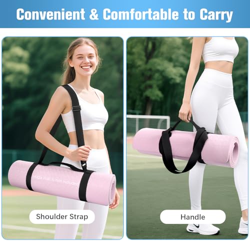 WOMACO Yoga Mat Strap, Adjustable Yoga Mat Carrier with Shoulder Strap & Handle for Women, Men