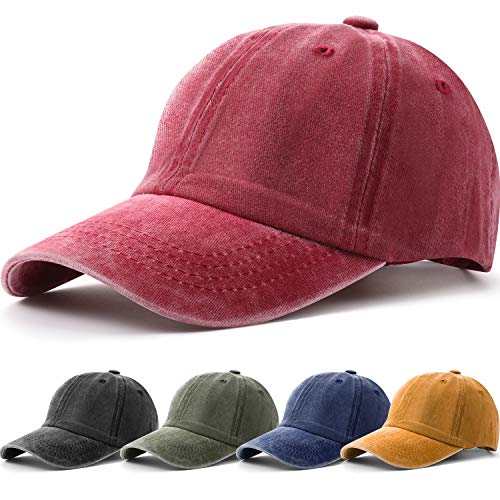 5 Pieces Unisex Cotton Vintage Baseball Cap Low Profile Unstructured Baseball Hat Washed Distressed Twill Adjustable Dad Hat