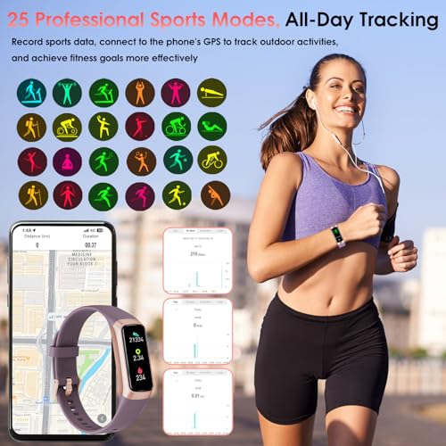 Fitness Tracker, 24/7 Heart Rate Blood Oxygen Blood Pressure Body Temp Monitor Sleep Calorie Tracker with 1.1" AMOLED Touc...
