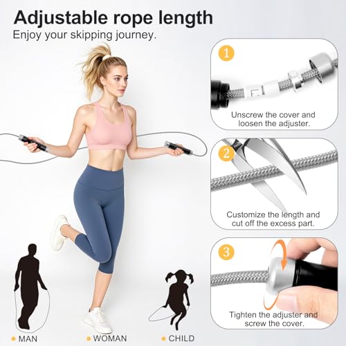 Reedvales 1LB Weighted Jump Ropes for fitness Women Men, Aluminum Handles for MMA, Boxing, CrossFit, Weight-loss Workouts,...