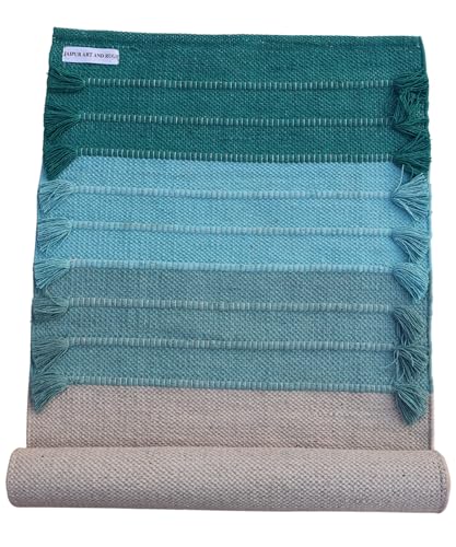 Jaipur art & Rugs Cotton Yoga Mat - Eco-Friendly Hand-Woven Rug - Non Slip & Thick (24”x72”x5mm) for Everyday Fitness at H...
