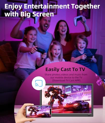 Feihe 15.6 Inch Small Smart TV HD 1080P LED, Flat Screen Smart Television with ATSC Tuner/HDMI/USB/AV for Kitchen, RV, Cam...