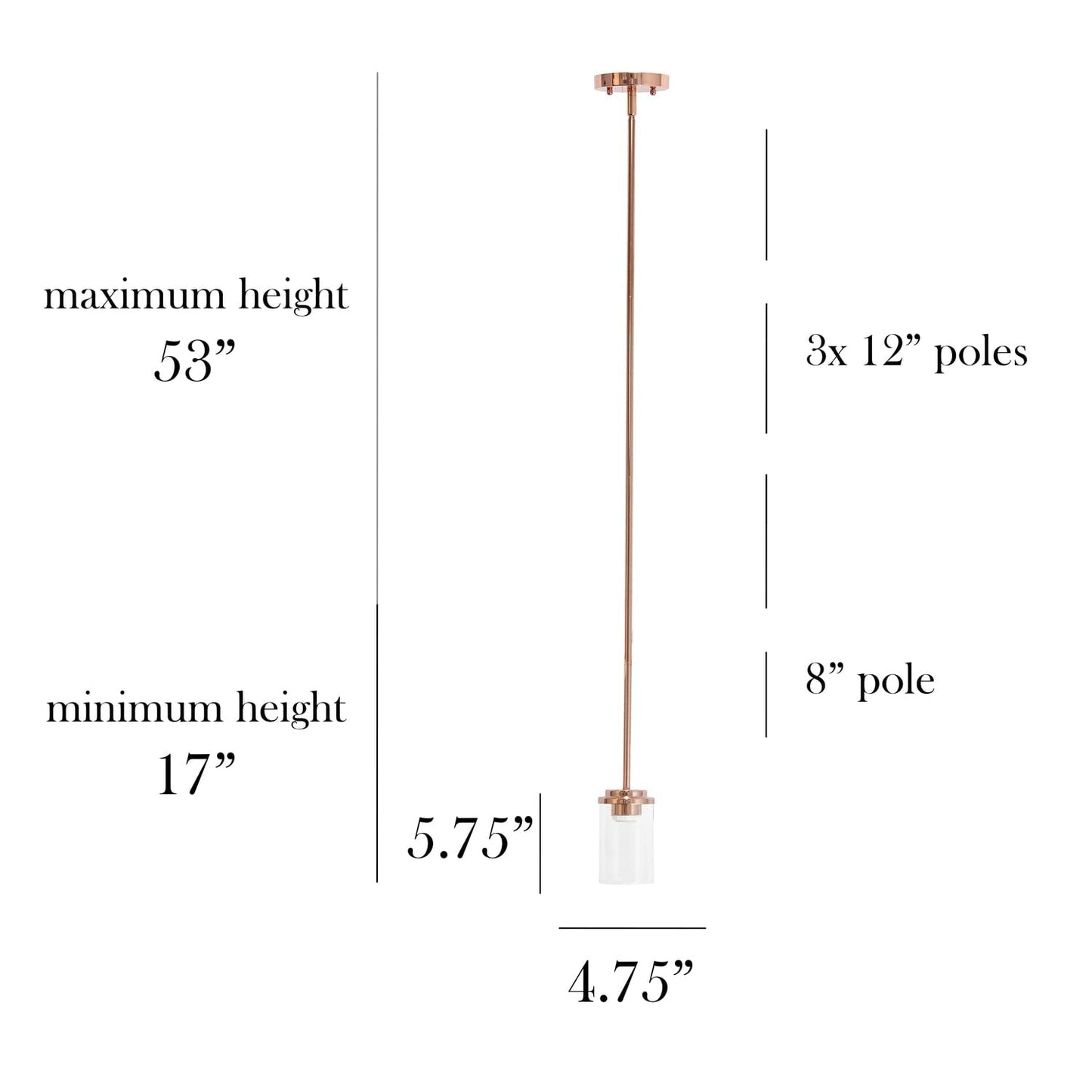 Elegant Designs Pendant Light, 1-Lt, Antique Brass, Modern Farmhouse, Clear Glass, 5.75in Height, Model PT1020-ABS