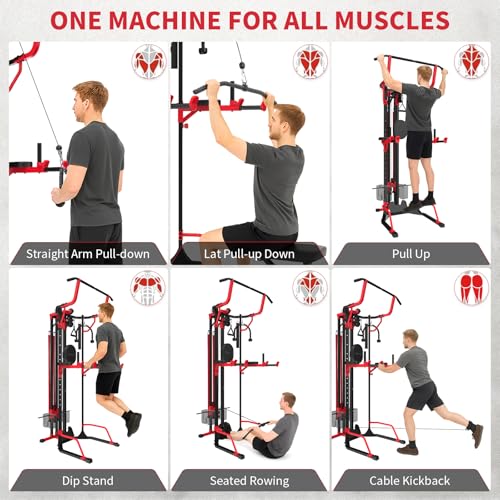 Eisenlink Power Tower Pull Up Dip Station LAT Pull Down Machines Multi-Function Workout Equipment Home Gym