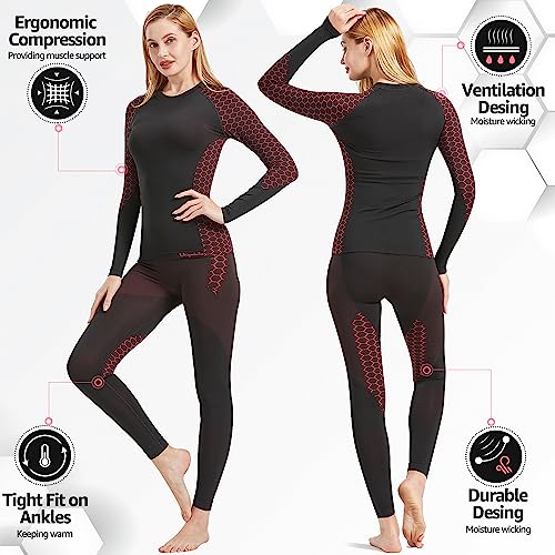 UNIQUEBELLA Womens Thermal Underwear Long Johns Base Layer Set for Women Athletic Underwear Set