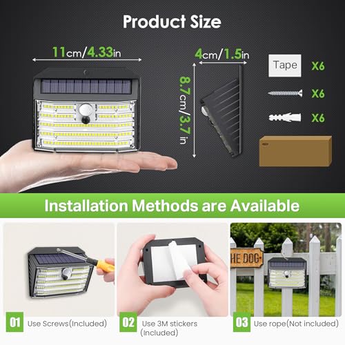 Solar Motion Lights Outdoor, Ultra Bright Solar Fence Lights with Motion Sensor, IP65 Waterproof Security Light 3 Modes, 2...