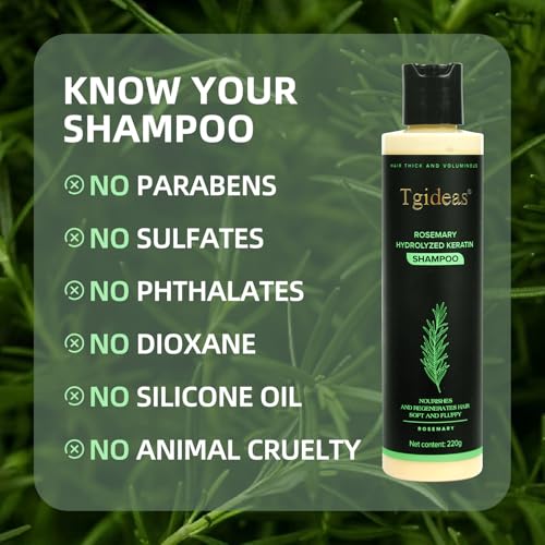 Organic Rosemary Hair Growth Shampoo for Women and Men-Natural Thickening & Strengthening Shampoo with Hydrolyzed Keratin for Thinning Hair & Hair Loss 7.4 fl.oz