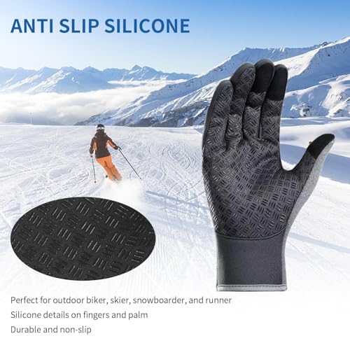 ActFun Winter Gloves, Anti Slip Touchscreen Gloves Windproof Cycling Gloves, Thermal Gloves Cold Weather Cycling Gloves fo...