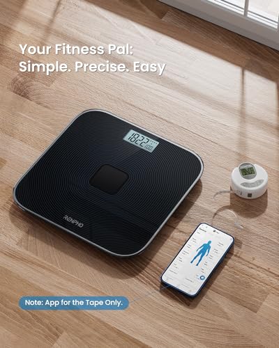 RENPHO Scale for Body Weight & Smart Tape Measure, Non-Bluetooth Solar-Powered Digital Bathroom Scale Charged by Sunlight/...
