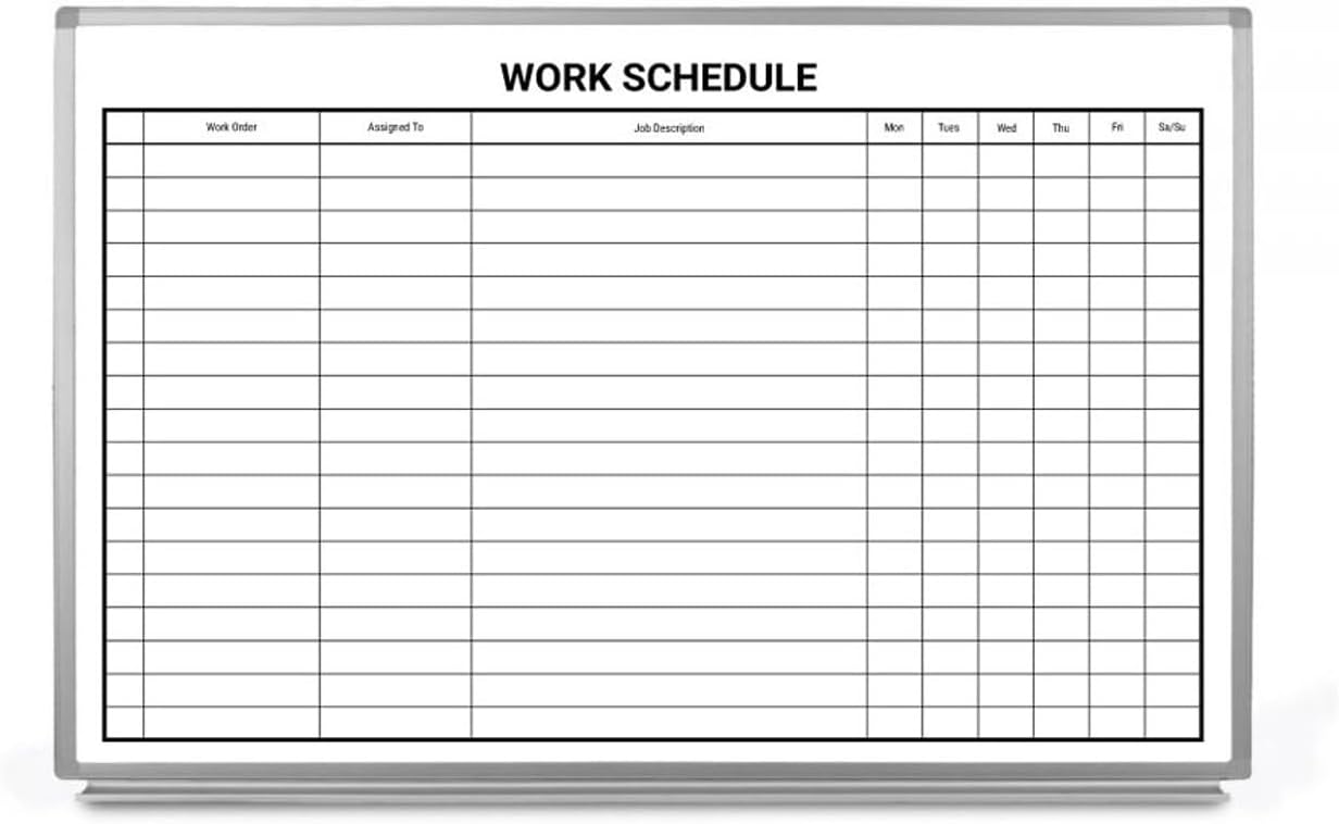 Work Schedule Whiteboard 36" x 24"