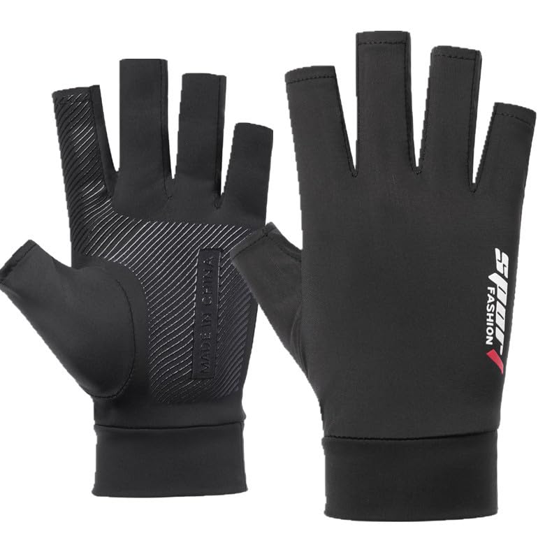 OVOY Sun-UV-Protection-Gloves for Men Women Fingerless Driving Gloves Non-Slip Half Finger Hiking Workout Gloves for Outdoor