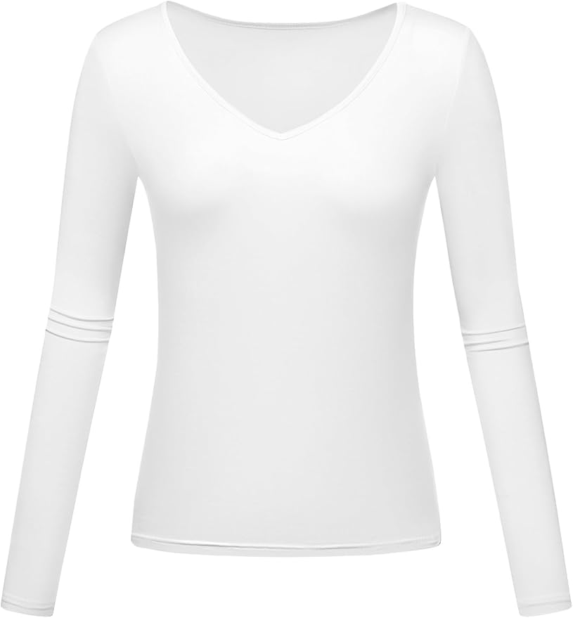 Long Sleeve Underscrub Baselayer Shirts for Women V Neck Casual Tops