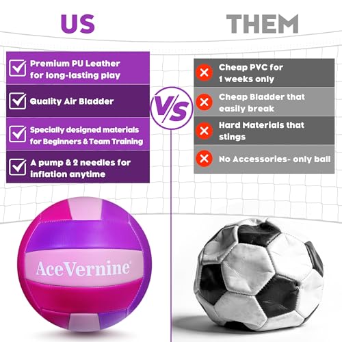 AceVernine Soft Touch Volleyballs Size 5 for Youth Teen Girls Kids Beginners Team Training Durable Volleyball Ball for Out...