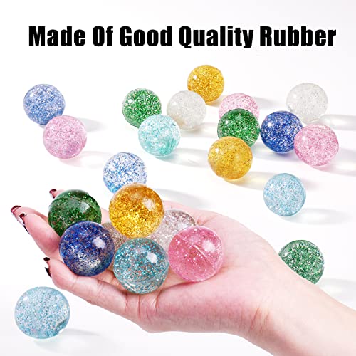 Ayfjovs 24PCS Glitter Bouncy Balls for Kids Party Favors, 32mm 6 Colors Rubber Bounce Balls Bulk, Easter Bag Filling, East...
