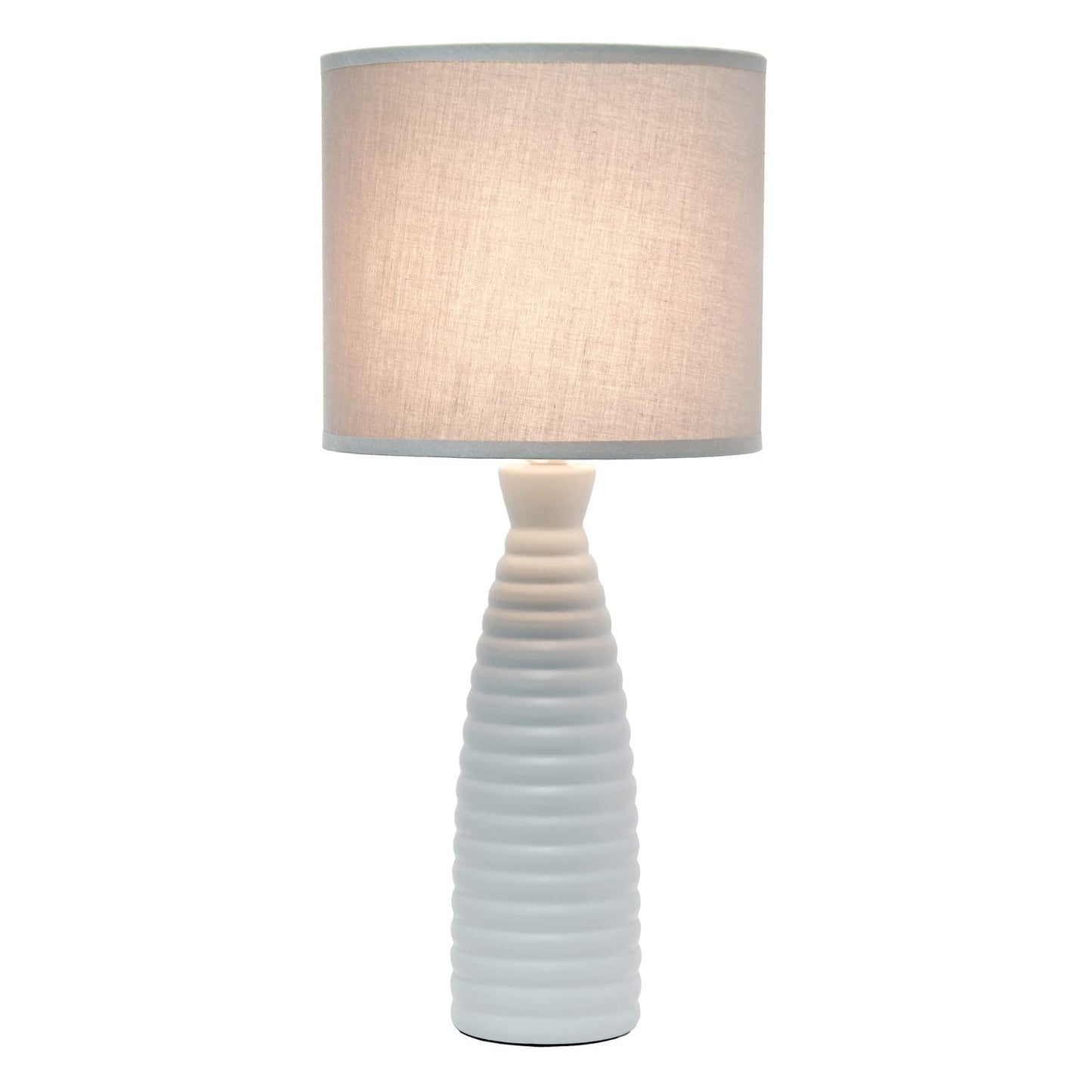 Simple Designs LT2076-GRY Ceramic Ribbed Bottle Table Lamp, Gray, Pack of 1