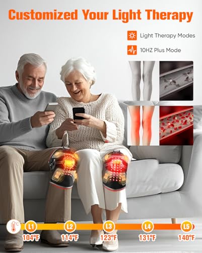 3D Red Light Therapy Vibration Massage Knee Brace - FSA Eligible HSA 5000mAh Cordless Knee Massager with 4 Vibration Area...