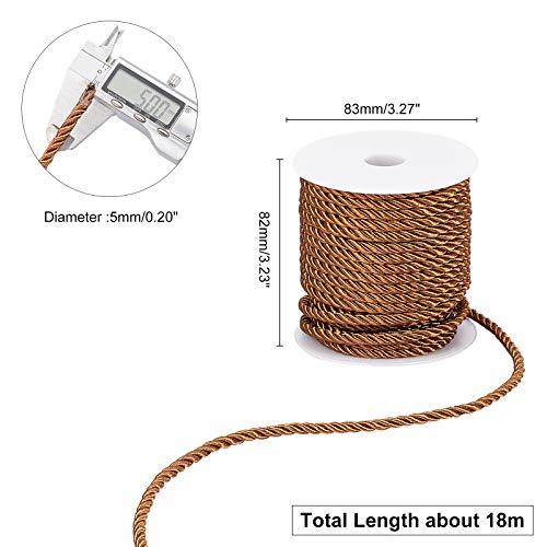 PH PandaHall Twisted Rope, 5mm Twisted Cord 59 Feet Decorative Rope Twisted Silk Ropes Satin Shiny Cord for Handfasting Sc...