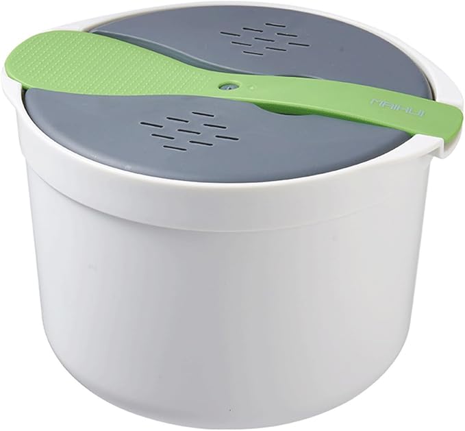 Microwave Rice Cooker, 2L Microwave Rice Steamer Pasta Cooker, Food Grade PP Microwave Rice Cooker, Strainer and Steamer Pot Set,4PCS(COLOR:green)