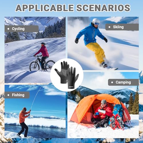 Running Gloves for Men and Women Winter Touch Screen Gloves Lightweight Thermal Liner Gloves with Anti Slip Silicone Palm ...