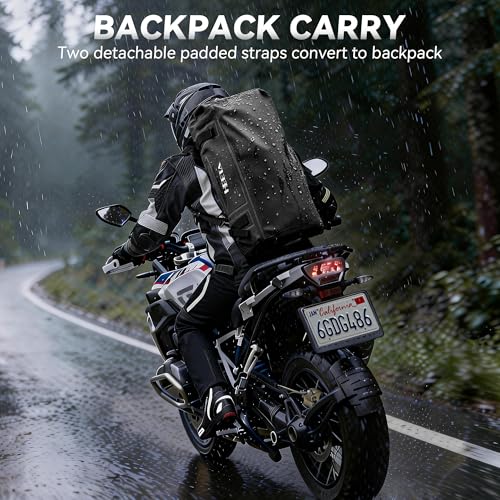 HEETA Waterproof Motorcycle Dry Duffel Bag, Luggage Travel Tail Bag Saddle Bags with Zippered Closure & Pocket, Shoulder S...