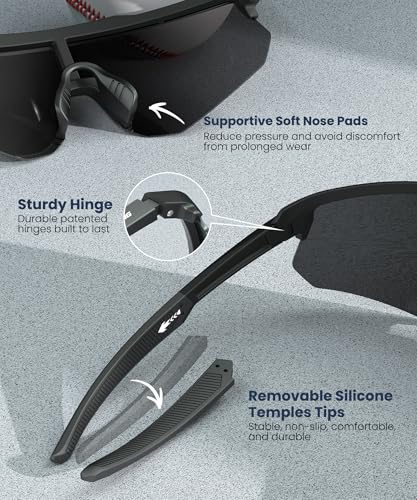 QALLY Polarized Sport Sunglasses Men Women Bike Sunglasses for Men Cycling UV Protection Baseball Running 3 Packs