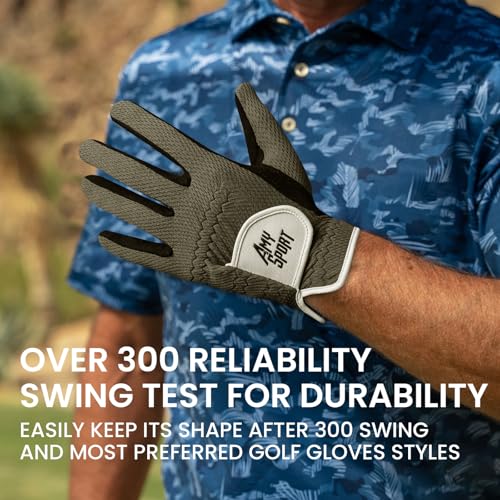 Amy Sport Golf Gloves Men Pair Left and Right Both Hand Rain Grip Lh Rh Weathersof No Sweat All Weather Grips Soft Comfort...