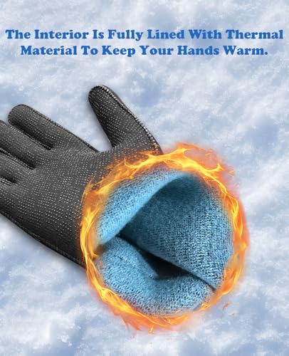XUKER Neoprene Water Gloves, Winter Fleece-Lined 3mm Five Finger Warm Wetsuit Winter Gloves for Scuba Diving Snorkeling Su...
