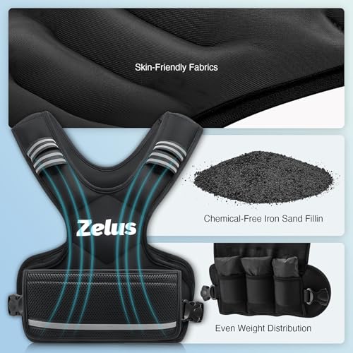 ZELUS Weighted Vest for Men and Women | 4-10lb/11-20lb/20-32lb Vest with 6 Ironsand Weights for Home Workouts | Adjustable...