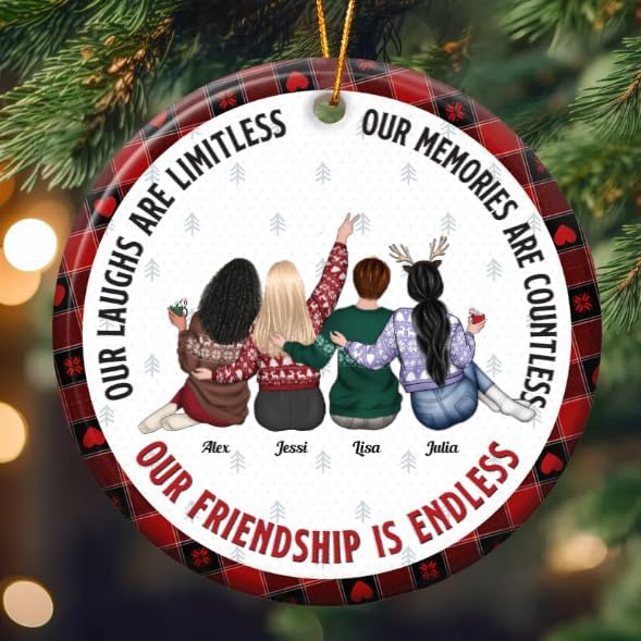 Macorner Personalized Friendship Gifts Hanging Ceramic Ornament, Our Friendship is Endless, for Friend, Bestie, for Woman, Friend Birthday Gifts for Women Friendship