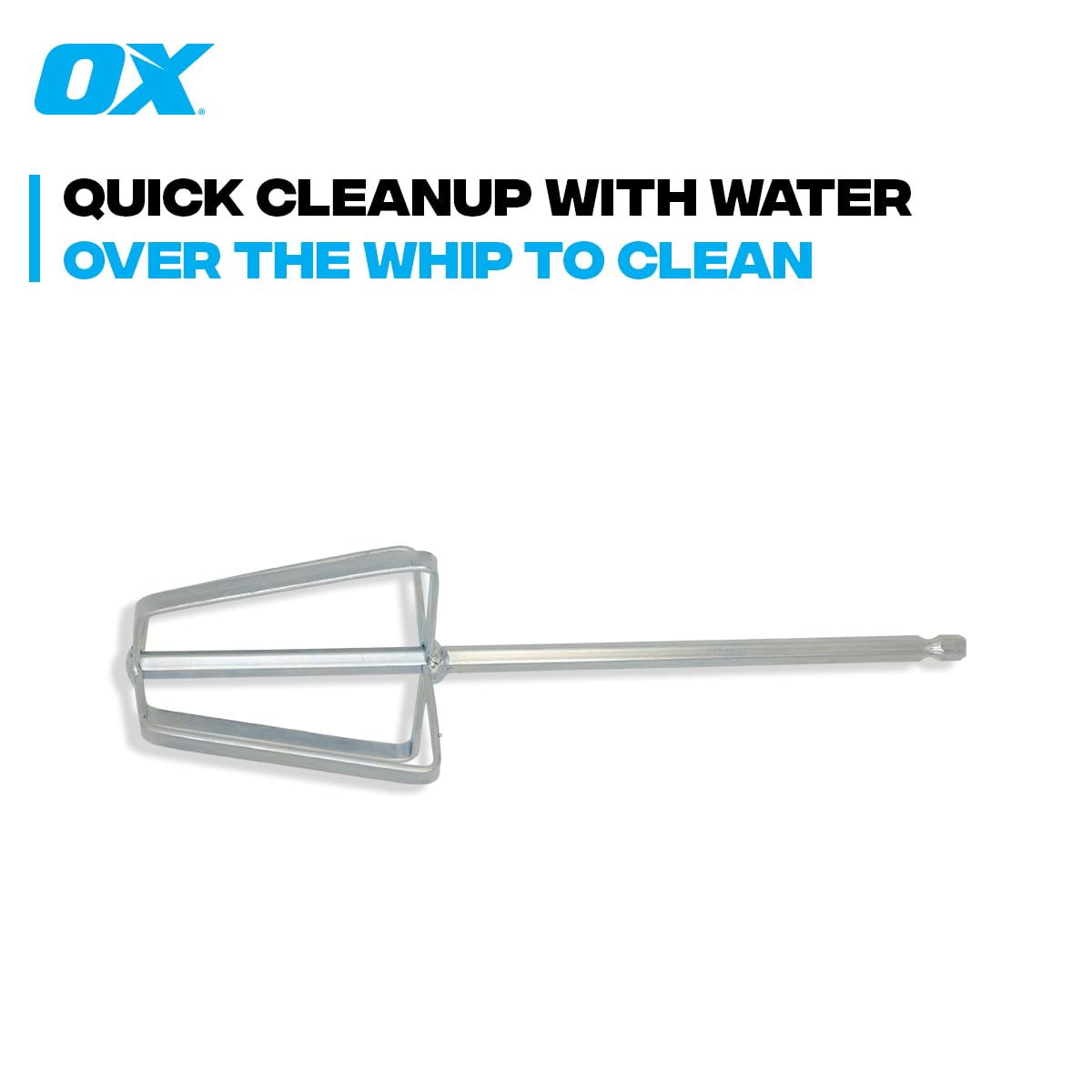 OX Tools Drywall Mud Mixer - Quick Mixing Joint Compound Mixer with Steel Construction, Fits 1/4" Quick Connect - Flat Profile Perfectly Fits Mud Pan, Easy to Clean Finish as a Paint or Cement mixer