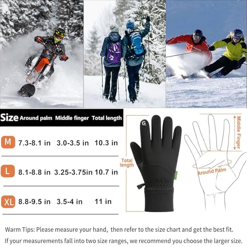 weiatas Winter Warm Gloves for Men Women Waterproof, Touchscreen Cold Weather Gloves for Cycling Driving Hiking Running Wo...