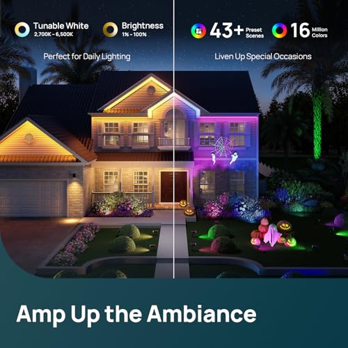 Linkind Smart Solar Spot Lights Outdoor SL5C, Solar Lights Outdoor Spotlight Cool/Warm White/Color Changing, APP/Voice Con...