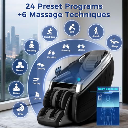 iBooMas 4D Zero Gravity Massage Chair, Shaitsu Massage Chairs with Full Body Airbags,Calf & Foot Rollers,Thai Strech,Touch...