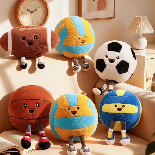 Stepxi Volleyball Stuff, Soft Volleyball Stuffed Animal Plush Toy, Fluffy Sports Pillow for Kids Sofa Bedroom Decoration,V...