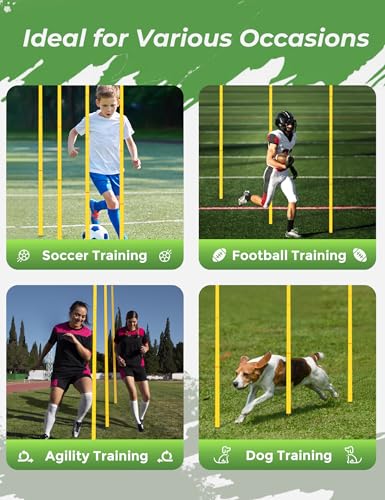SEAOTTER Soccer Agility Training Poles, 6/10/20Pcs 6FT Adjustable Detachable Sports Speed Training Sticks, Practice Equipm...