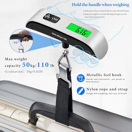 Luggage Scale, 110lb Luggage Weight Scale with 4 Unit Switching Functions&LED Display, Luggage Scale Travel Digital for We...