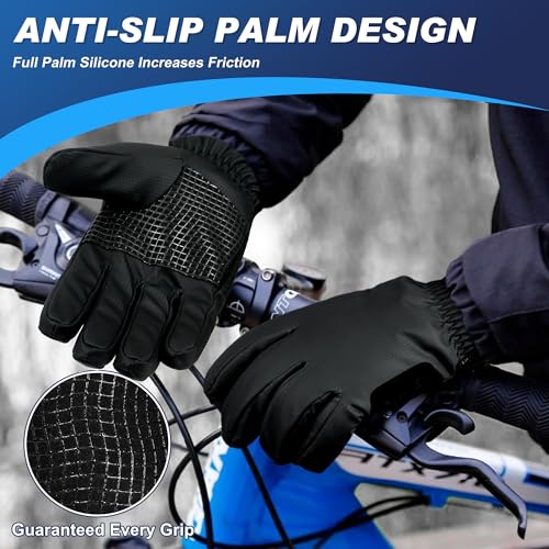 Sukeen Windproof Winter Gloves for Cold Weather, Soft Warm Touchscreen Anti-Slip Mens Winter Gloves for Running Driving Cy...