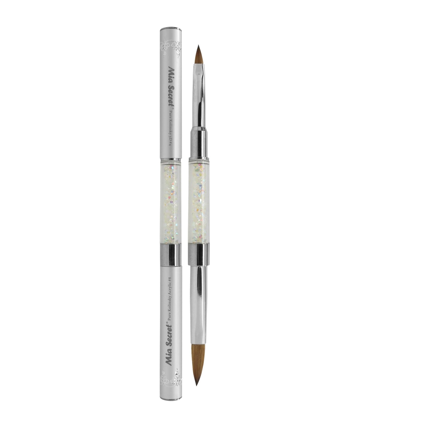 Mia Secret PREMIER NAIL BRUSHES 100% Kolinsky Hair MADE IN USA Prenium Nail Art Brushes (Silver, 8 OR / -4 OR)