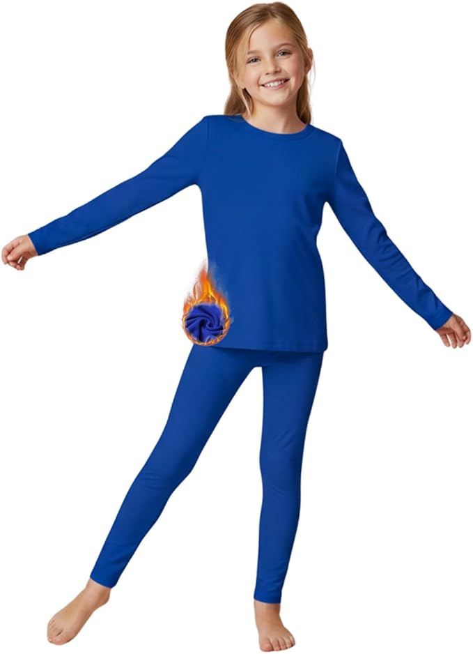 WELAKEN Girls Warm Thermal Underwear Set Kids Winter Base Layer Long Johns Sets for Cold weather/skiing