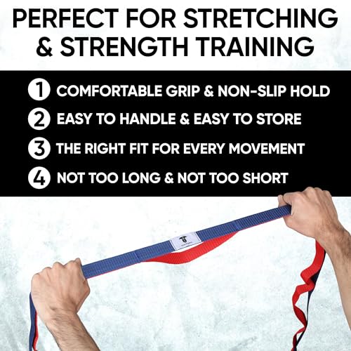 10 Loops Yoga Stretching Strap for Physical Therapy, Dance, Flexibility and Gymnastics Stretch Strap Band with Loops Knee ...